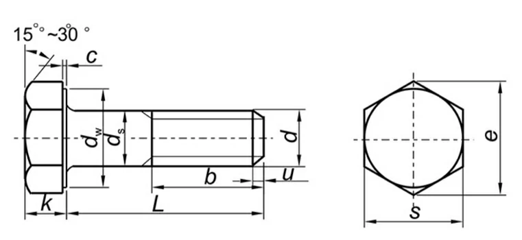 10mm Outer Hexagon Half-Tooth Bolt Drawing Sheet