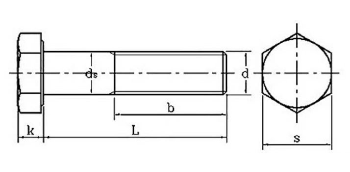 12mm Outer Hexagon Half-Tooth Bolt Drawing Sheet