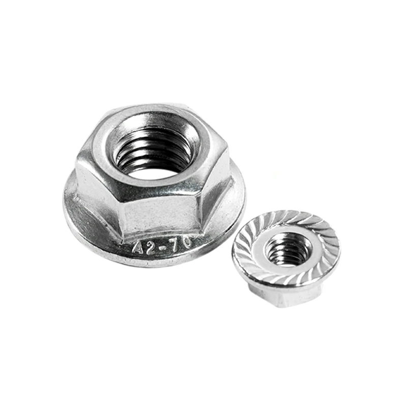304/316 Stainless Steel DIN6923 Hexagon Flange With Toothed Non-Slip Nut
