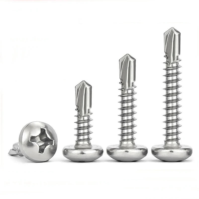 304/410 Stainless Steel Round Head Cross Drill Screw