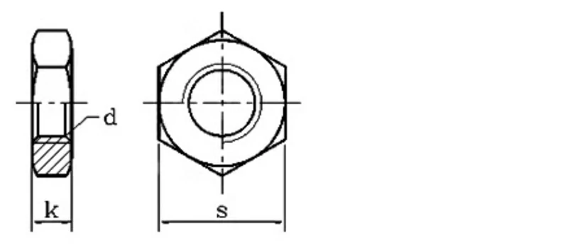 304 Stainless Steel DIN439 Hexagon Thin Nuts Drawing Sheet
