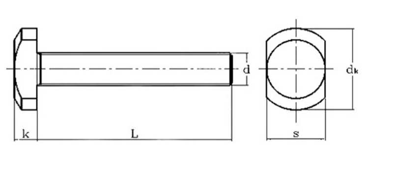 304 Stainless Steel Gb37T Bolt Square Bolt Drawing Sheet