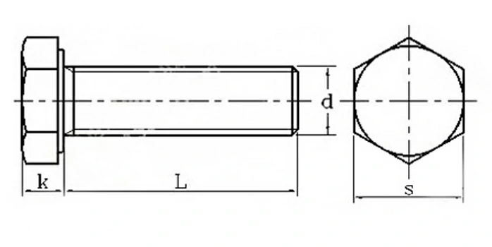 A4-70 Outer Hexagon Bolts Drawing Sheet