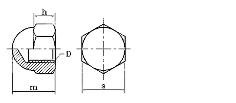 DIN1587 Hexagon Cap Type Left Tooth Nut Drawing Sheet