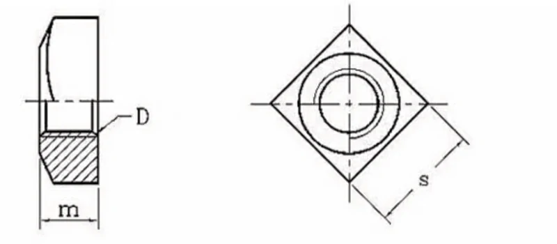 DIN557 Square Nuts Drawing Sheet