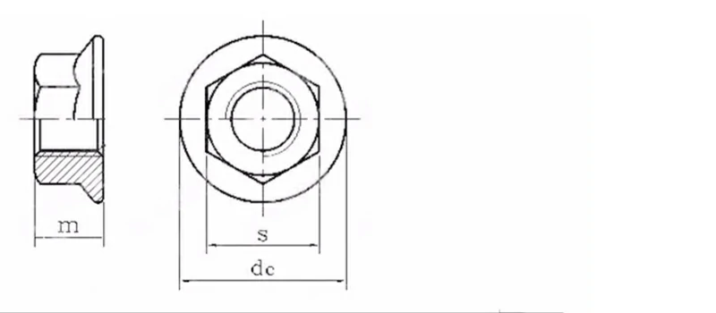 DIN6923 Hexagon Flange With Toothed Non-Slip Nut Drawing Sheet