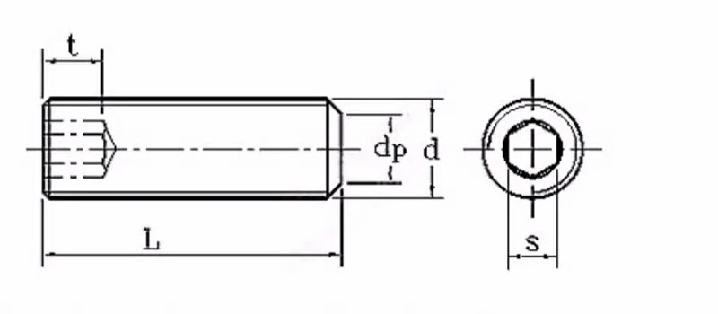 DIN913 Hexagon Flat End Screw 5/6mm Drawing Sheet