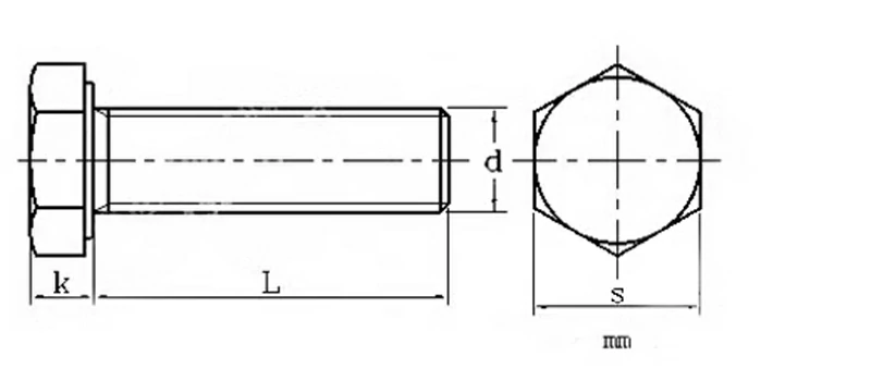 DIN933 Outer Hexagon Bolts Drawing Sheet
