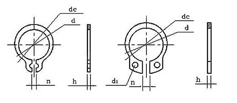 GB894.1 Shaft Spring With Elastic Retaining Ring Gasket Drilling 