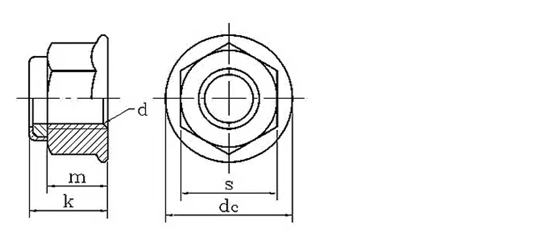 Hex Flange Nylon Lock Nut Drawing Sheet