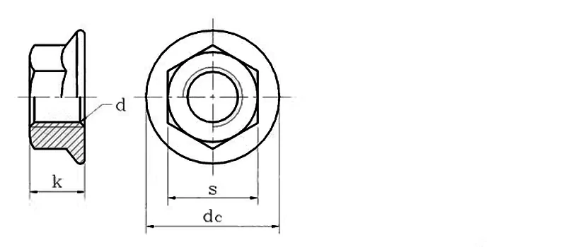 Hexagon Flange Nut Nuts Drawing Sheet