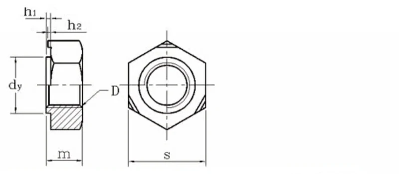Hexagon Welding Nuts Drawing Sheet