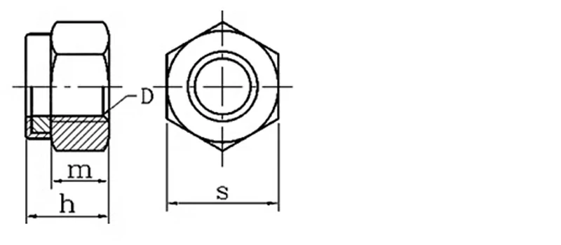 Non-metal Insert Hex Nylon Lock Nut Drawing Sheet