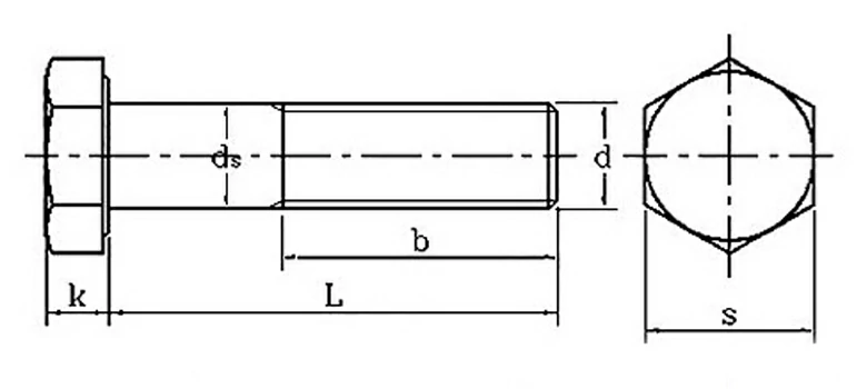 Outer Hexagonal Half-Tooth Bolt Drawing Sheet
