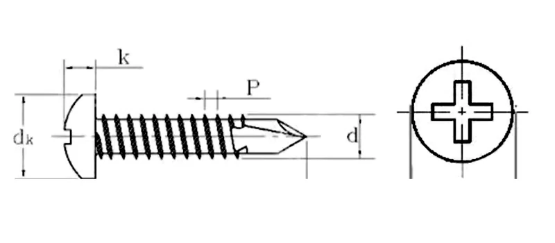 Round Head Cross Drill Screw Drawing Sheet