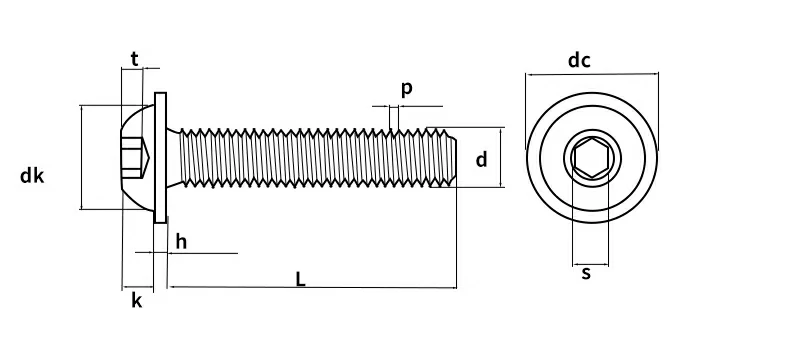 Round Head with Cushion Hex Head Screws Drilling Screws
