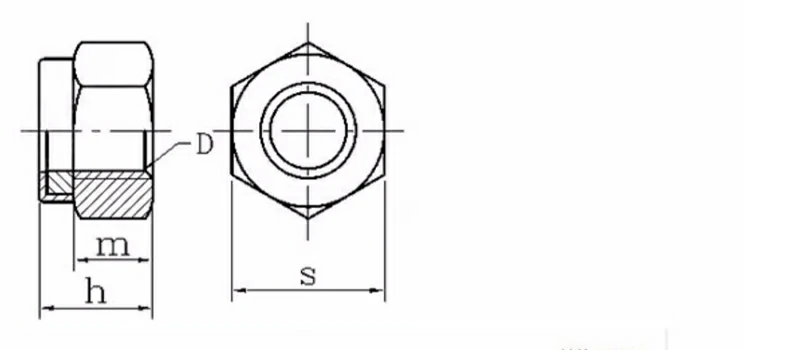 Thick Nylon Locking Hexagon Nut Drawing Sheet