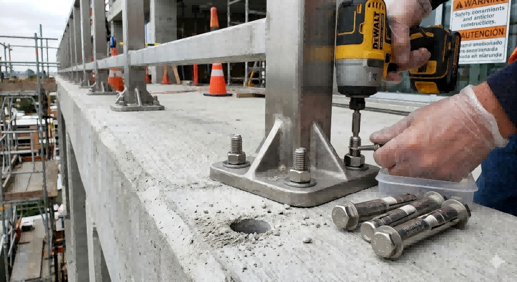 Stainless Steel Fasteners for Concrete in Safety railing systems