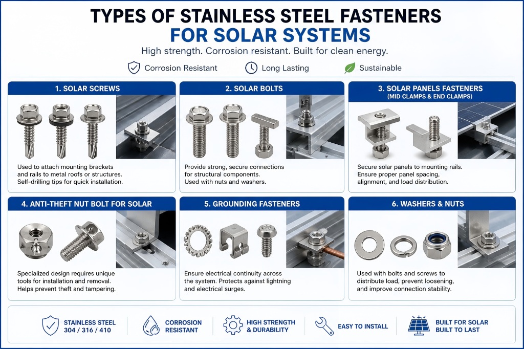 Types of Stainless Steel Fasteners for Solar Systems
